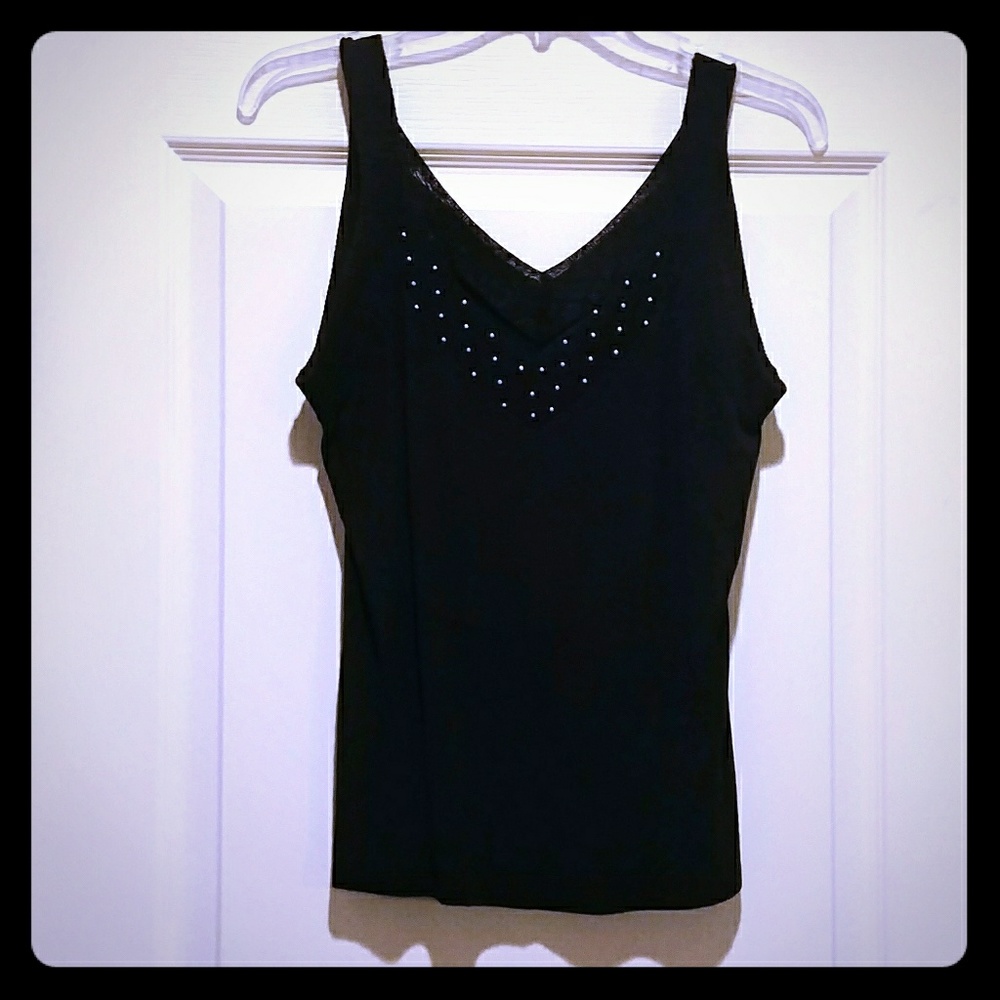 New Yuka Black Studded Knit Tank! L! NWOT